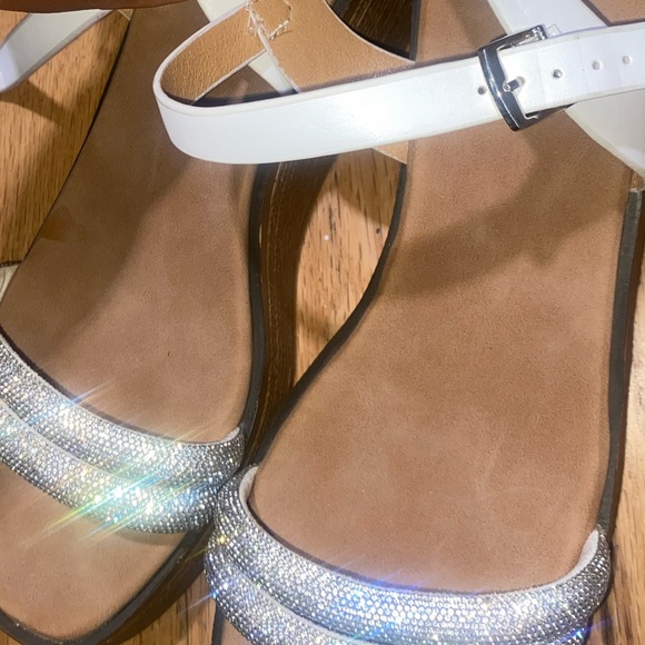 White and Silver Strappy Platform Sandals - Picture 3 of 3